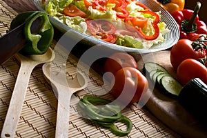 Vegetables ready for salad