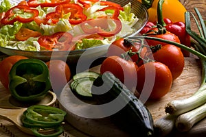 Vegetables ready for salad