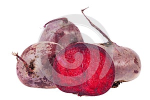 Vegetables of red beetroot isolated on white background