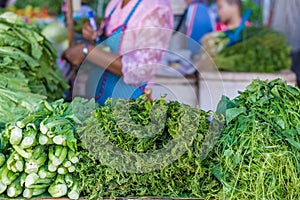 Vegetables for retail sale in Thailand fresh food market