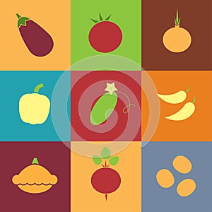 Vegetables retro icons square