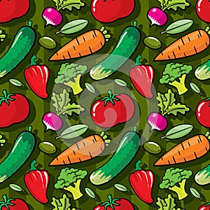 Vegetables seamless pattern colorful, vegetarian kitchen decor