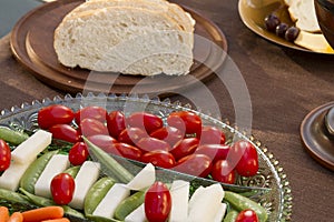 Vegetables served as horderves before dinner