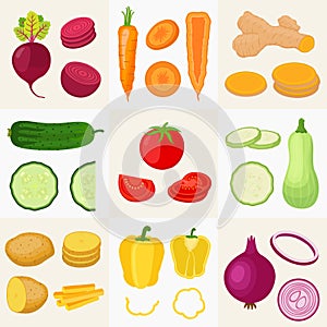 Vegetables set. Cucumber, tomato, potato and others