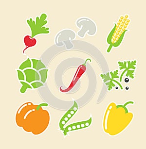Vegetables set of icons