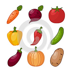 Vegetables set Vector illustration isolated on white background