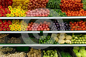 Vegetables on shelf in supermarket