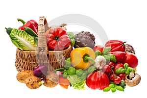 Vegetables. shopping basket. healthy nutrition