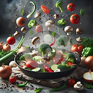Vegetables Simmering in Steamy Pan