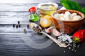 Vegetables and spices ingredient for cooking italian food