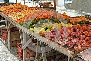 Vegetables stand in open market