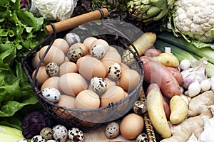 vegetables still life with eggs