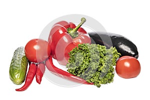 Vegetables still life on a white background.