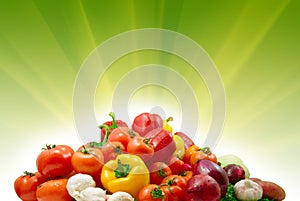 Vegetables and sunny background