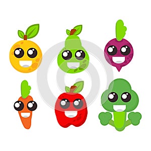 Vegetables swith smile face illustration. world vegan day, healthy food illustration design