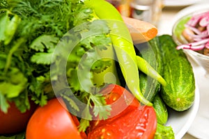 Vegetables on the tables