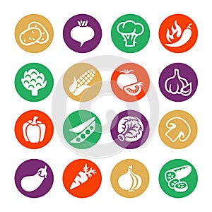 Vegetables vector web icon set