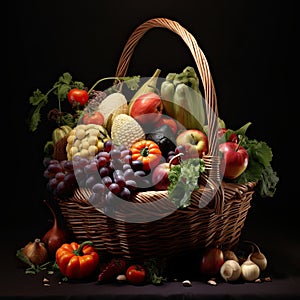 vegetables in a wicker basket