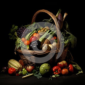 vegetables in a wicker basket