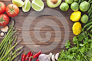 Vegetables Wood Food Frame Background