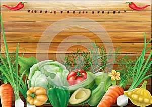 Vegetables on a wooden background