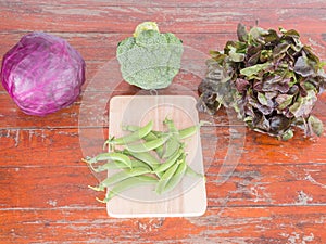 Vegetables on Wooden table .