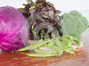 Vegetables on Wooden table .