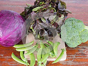 Vegetables on Wooden table .