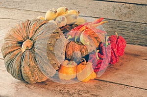 vegetables on a wooden table