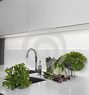 Vegetables on worktop in the kitchen