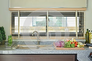 Vegetables on worktop in the kitchen