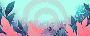 Vegetal banner in pastel colors - Nature illustration theme