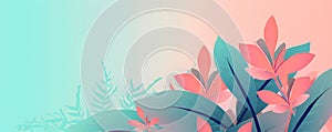 Vegetal banner in pastel colors - Nature illustration theme photo