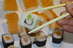 Vegetal maki, sushi food in detail