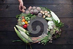 Vegetarian agriculture assortment, fresh bio food. Diet superfood