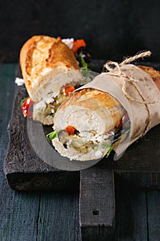 Vegetarian baguette sandwich