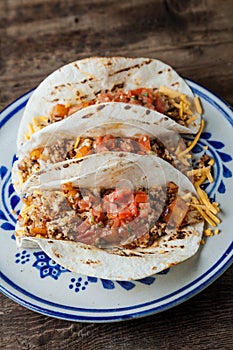 Vegetarian breakfast tacos with seasoned cauliflower, potato has