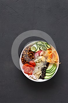 Vegetarian buddha bowl Clean balanced healthy food concept Rice