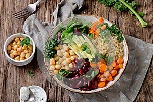 Vegetarian Buddha bowl with quinoa and chickpea