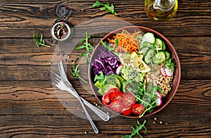 Vegetarian Buddha bowl with quinoa and fresh vegetables