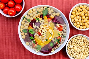 Vegetarian Bulgur Wheat and Quinoa Lunch Bowl