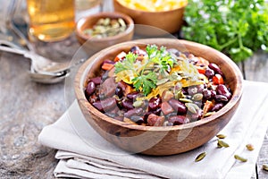 Vegetarian chili with red and black beans