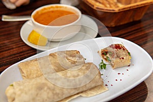 Vegetarian Cig Kofte Wrap with Soup