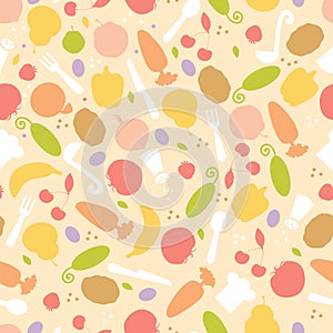 Vegetarian cooking seamless pattern background