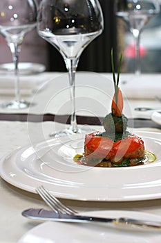 Vegetarian creative food in luxurious restaurant