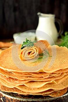 Vegetarian crepes made of chickpea flour