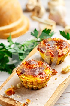 Vegetarian egg muffins with mushrooms