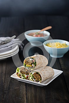 Vegetarian falafel wraps