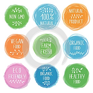 Vegetarian food design watercolor labels
