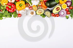 vegetarian food and diet nutrition concept, various fresh vegetables ingredients for salad